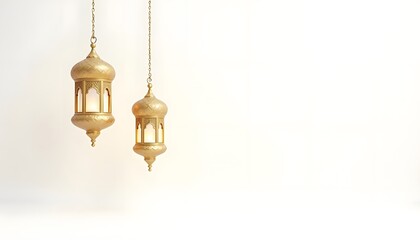 Golden Ramadan Lanterns Hanging Decoration for Muslim Festive Celebration