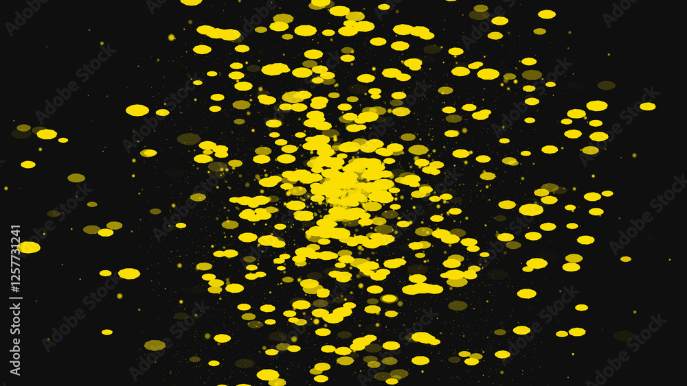 Poster background of different sizes of circles of different shades of the same color.gold glitter explosio