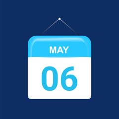 6th May daily calendar icon template. May 6 day calendar design. Single day calendar in vector illustration flat style.