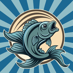 Vintage fishing logo Vector Images