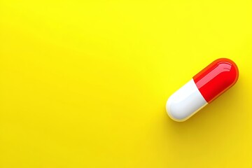 Eine rote, offene Kapsel enthält drei weiße Tabletten auf einem gelben Hintergrund