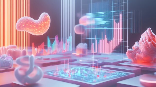 Abstract Data Visualization with Holographic Charts and Organic Forms