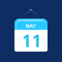 11th May daily calendar icon template. May 11 day calendar design. Single day calendar in vector illustration flat style.