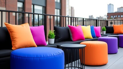 Colorful Rooftop Patio Furniture Set