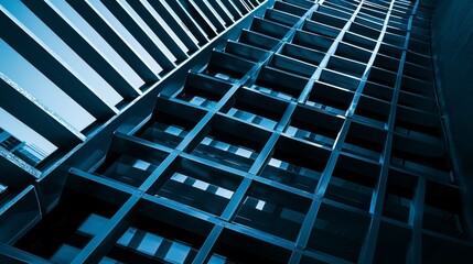 Minimalist blue background with abstract lines and forms. Banner template with white space in the center for text. Perfect for modern designs, digital ads, and creative marketing materials.