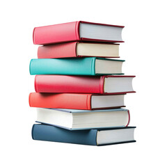 Fototapeta premium Colorful Stack of Books on a White Background with Open Pages