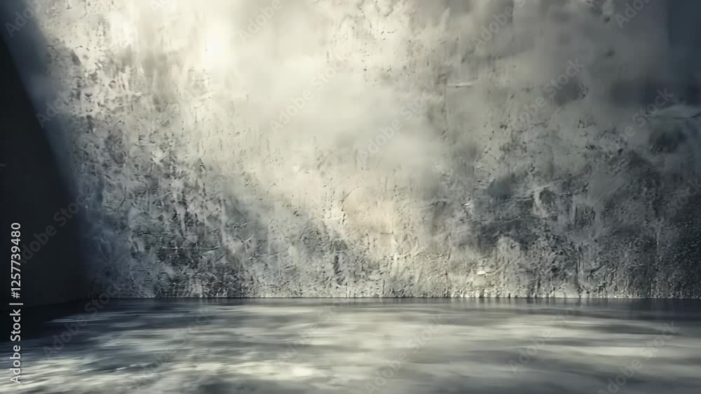 Poster abstract. minimalistic background for product presentation. walls in large empty room. can full of s