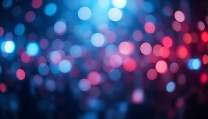 Obraz premium Abstract blurred background with bokeh effect in blue and red colors