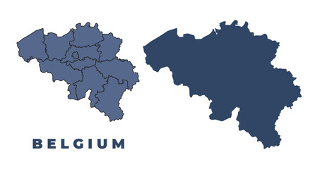 Fototapeta premium Belgium flat and outline vector map set