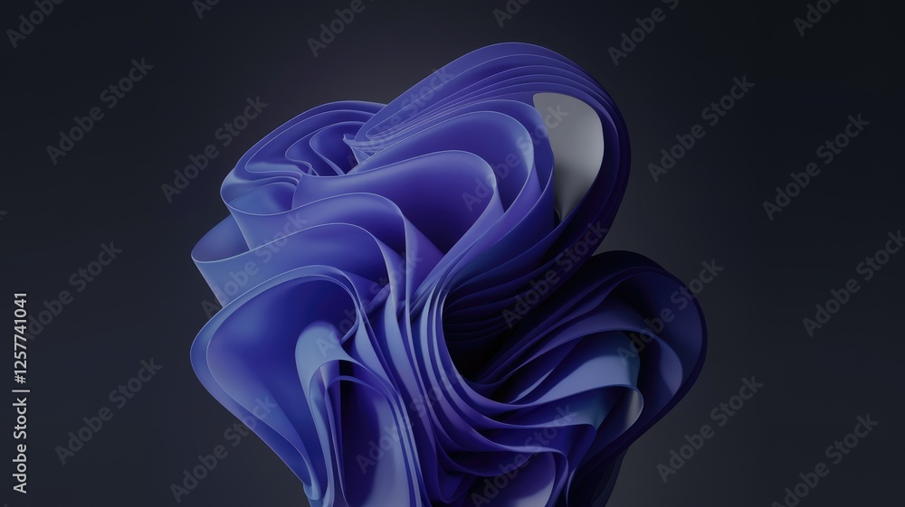Aufkleber Abstract 3D render of flowing purple fabric, creating a dynamic and elegant form.