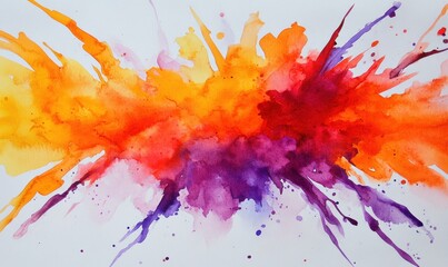 Fototapeta premium Abstract watercolor explosion, vibrant colors, white background, design element
