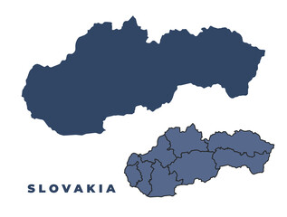 Obraz premium Slovakia flat and outline vector map set