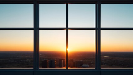 Sunrise reflection over city skyline urban landscape morning light scenic view