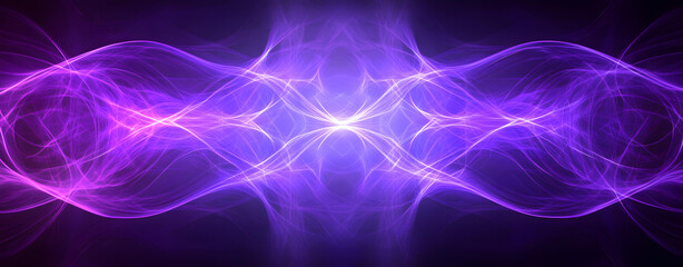 Abstract Purple and Blue Energy Waves Flowing Symmetrically