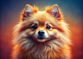 Obraz premium Adorable Pomeranian Puppy Close-Up with Heart-Shaped Nose and Bokeh Background