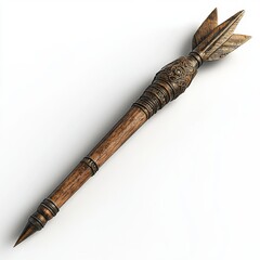 A timeless wooden arrow with decorative feathers, evoking the essence of an archer's bow and hunting concept