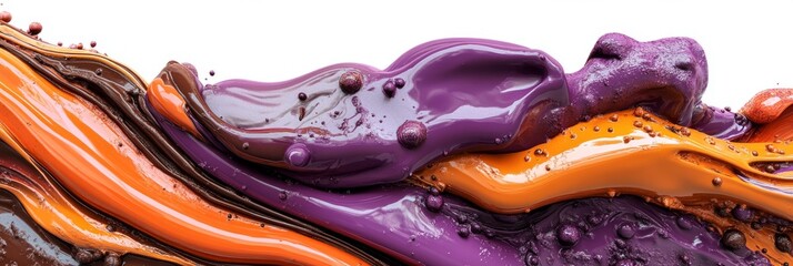 Obraz premium Immerse Yourself in Decadence with Wonka Chocolate Nice Cream on a White Background - A Lovely Bar of Brown Chocolate Candy and Confectionery Adorned with Cocoa Accents in an Abstract 16:9 Ratio