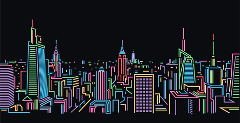 New York City neon light skyline
