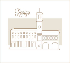 Rovigo Italy post card vector illustration