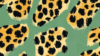 Abstract leopard print pattern on green background.