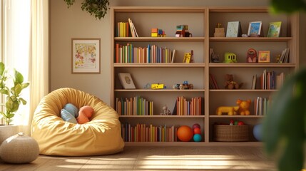 cozy room designed for a children's bookcase