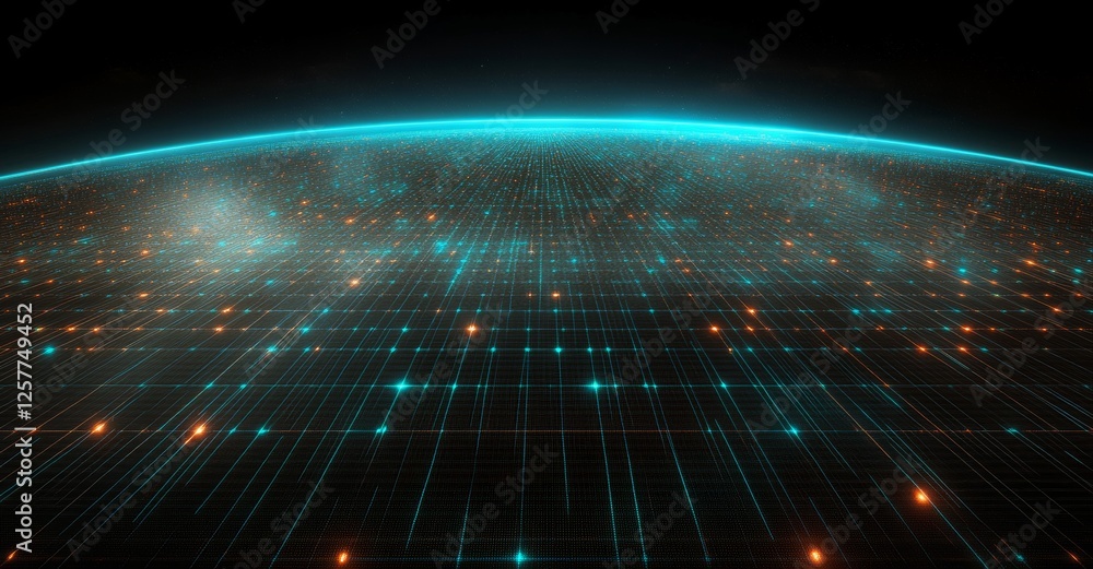 Poster a 3d render depicting a journey through a digital data web spy tunnel, with numerous digital nodes a