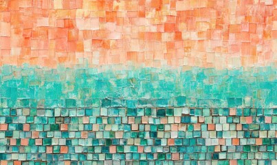 Colorful mosaic tile wall art, ombre design, textured background, home decor