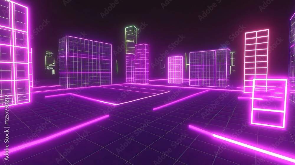 Leinwandbilder integrating and shifting extensive big data in a digital urban environment. 3d rendering