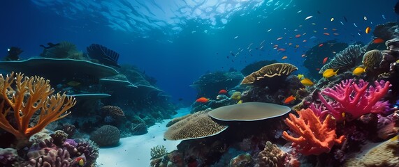A vivid coral reef bustling with life and colors inviting curiosity and exploration of underwater ecosystems thriving in oceans
