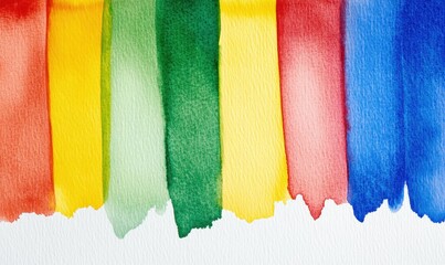 Naklejka premium Colorful watercolor stripes, abstract art background, design element