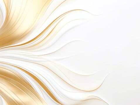 White Gold Feather Wave Abstract Background