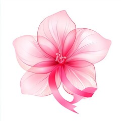 Fototapeta premium Pink flower with ribbon icon isolated on white background