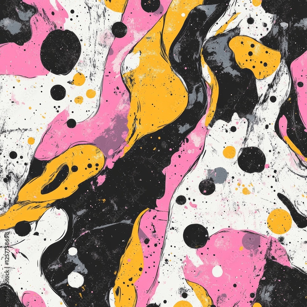 Poster a vibrant leopard spot design from the 90s era, forming a continuous pattern
