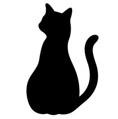 black cat silhouette vector, Simple silhouette Design vector icon with white background. Pet Animal vector