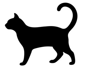 black cat silhouette vector, Simple silhouette Design vector icon with white background. Pet Animal vector