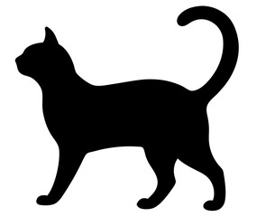 black cat silhouette vector, Simple silhouette Design vector icon with white background. Pet Animal vector