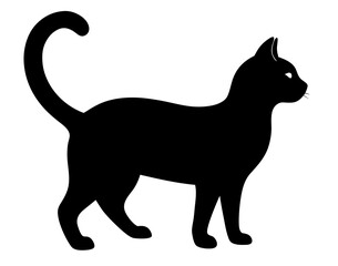 black cat silhouette vector, Simple silhouette Design vector icon with white background. Pet Animal vector