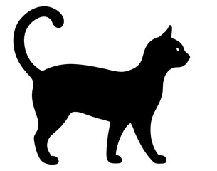 black cat silhouette vector, Simple silhouette Design vector icon with white background. Pet Animal vector