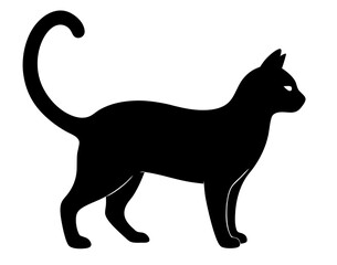 black cat silhouette vector, Simple silhouette Design vector icon with white background. Pet Animal vector