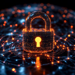 Exploring the intersection of generative AI and cybersecurity through a digital lock symbolizing data protection. Generative AI