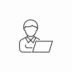 Person working laptop computer icon vector sign