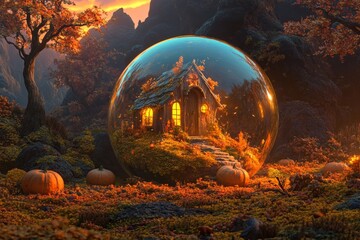 An enchanting, surreal home enveloped in a bubble