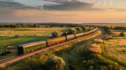 A train traveling through the countryside, symbolizing the journey and progress in life.