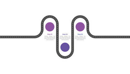 Roadmap infographic. 3 steps journey concept.