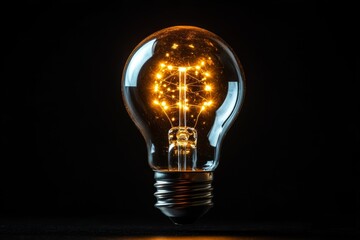 Vintage glowing light bulb isolated on a dark background