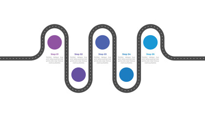 Roadmap infographic. 5 steps journey concept.