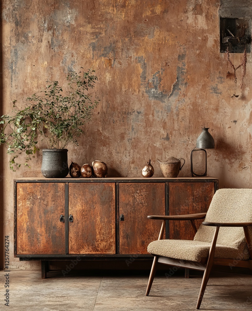 Poster a home interior setting with a scandinavian style, featuring a 3d-rendered mock up frame