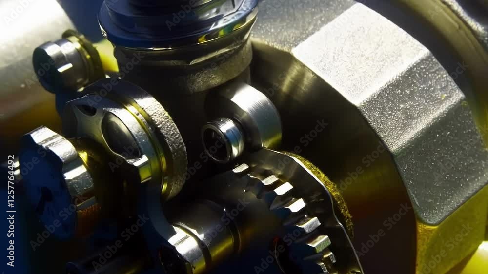 Poster intricate gears rotate within a robust subsea mechanism, showcasing precision engineering designed f