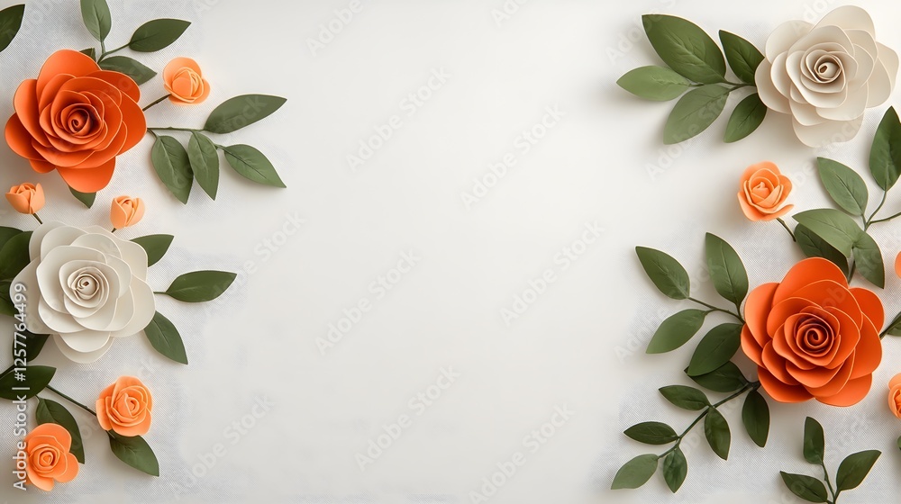 Poster minimalist abstract rose bud shapes arranged in a clean geometric garland with a balanced precise co