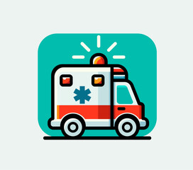 Flat vector simple illustration of Ambulance 